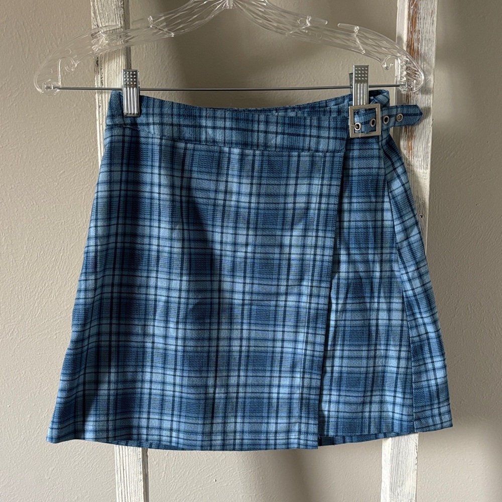 Brandy Melville Blue Checkered Mini Skirt